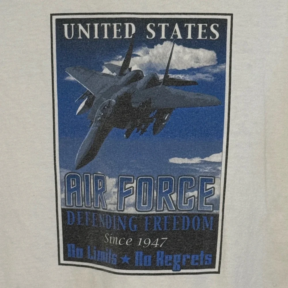 Vintage XL US Air Force Fighter Jet Graphic Tee USA Cotton Armed Forces Military - Picture 1 of 7